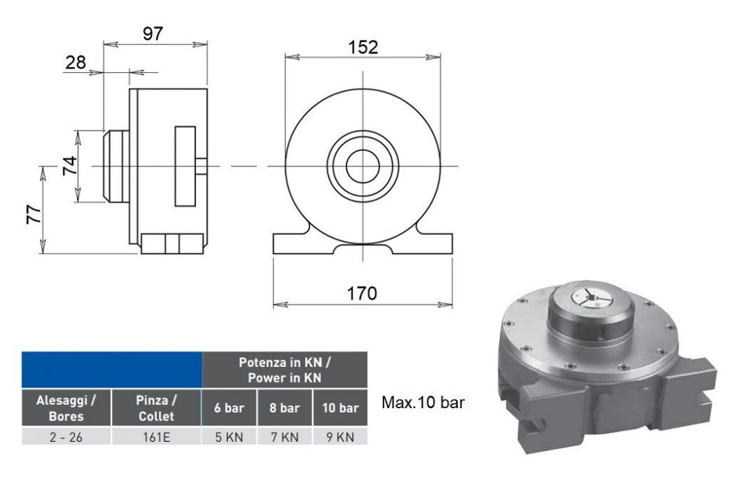 771125 Morsa pneumatica per pinze stringibarra a compressione 161E - BA25 per il bloccaggio e la perfetta centratura del pezzo