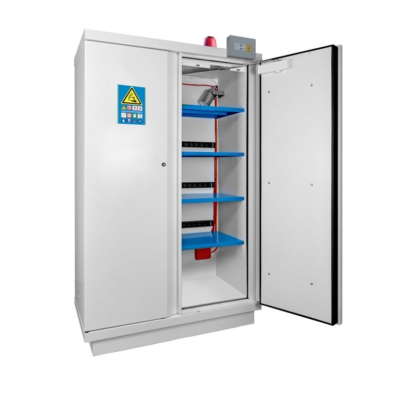 ECOSAFE 795+LIX4 Sicherheitsschrank zur Lagerung von Lithium-Ionen-Batterien 1950x1137x620mm, für Innen feuerbeständiger bis zu 180 Minuten, außen feuerbeständig für bis zu 105 Minuten, gemäß EN 14470-1 und EN 1363-1