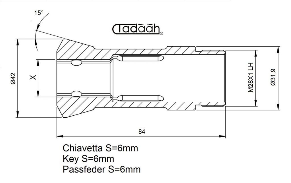 9007E Pinza Stringibarra TONDA per tornio multimandrino Schütte SE16 - SE18 (Chiavetta 6mm)