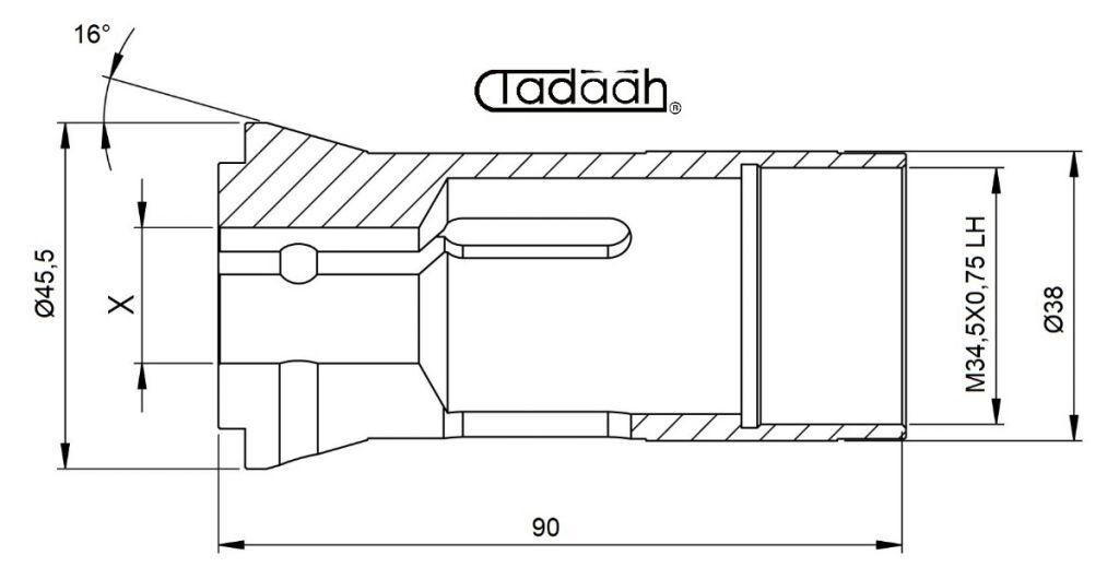9017E Pinza Stringibarra TONDA per Gildemeister AS16, AS20, GS20, GM20, GMC20-ONE, GMC20 ISM, Variante 25mm