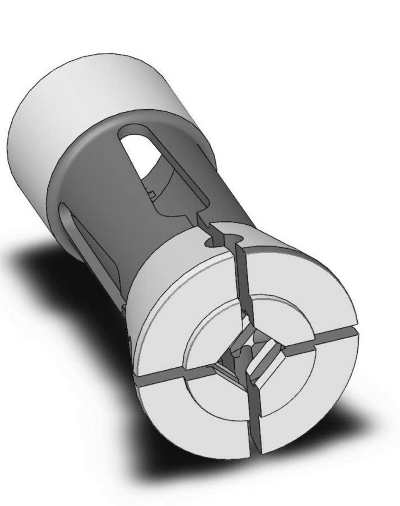 9023E  Main collet from SQUARE 6mm to 11mm for multi-spindle lathes Gildemeister GM16AC, AtcB 27.12x1.5-60° - length 80.5mm