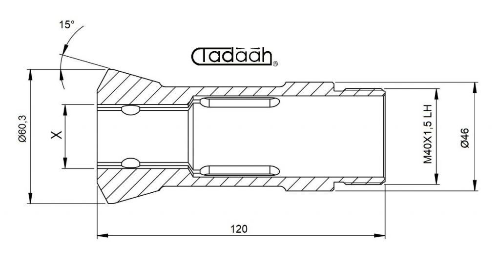 9039E Spannzange RUND fuer Tornos Multideco 26/6, Index KS25, MS25, Schütte VD25, SD25, SE25, AF26, SF26