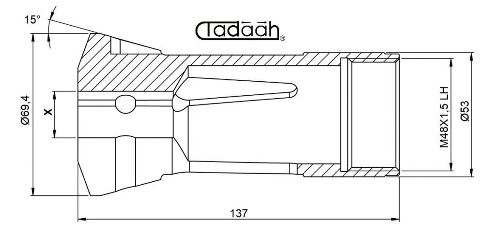 9069E Pinza Stringibarra QUADRA per Gildemeister GM32, GM35AC, GM35/8AC, GMC35, Mori-Say 6/32, Mori-Say 8/32