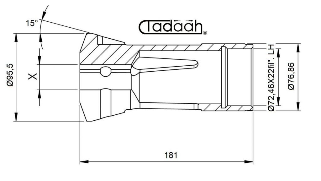 9142E Pinza stringibarra per Wickman 2"1/4-6 M, Mori-Say 57.