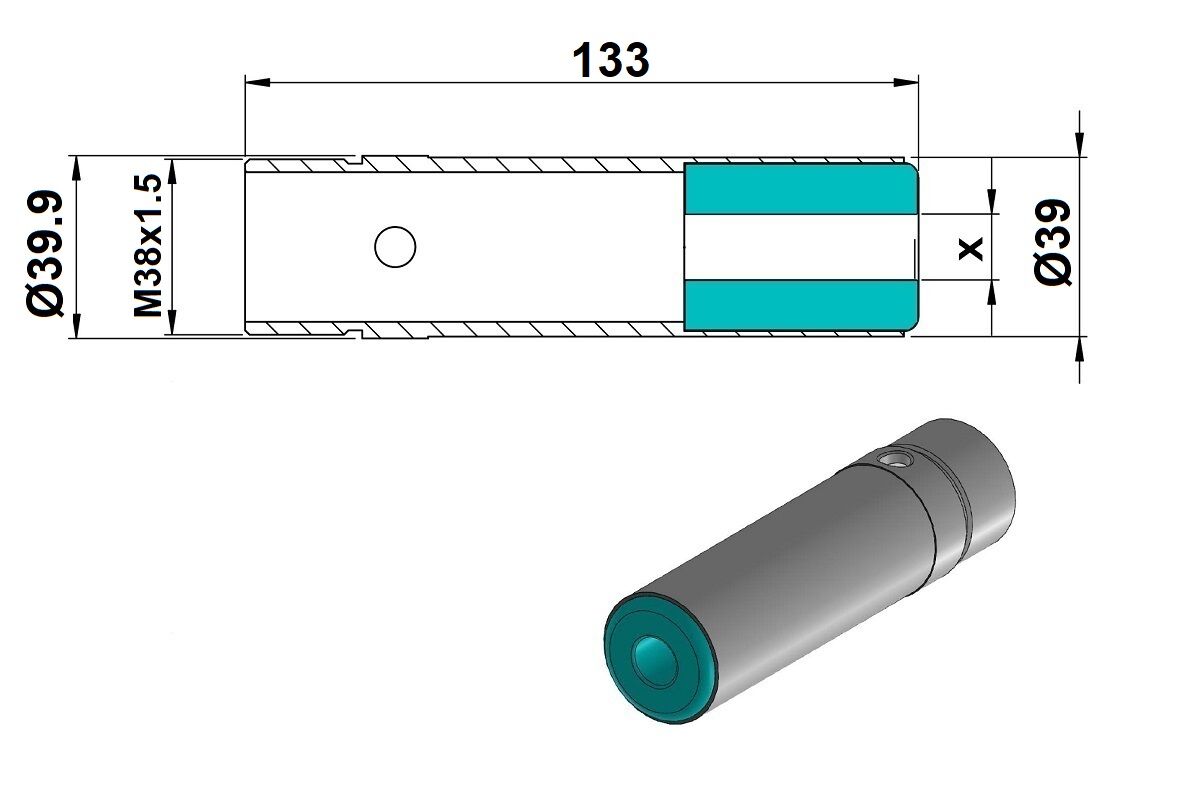 9336E Pinza Spingibarra in plastica TONDA o ESAGONALE per tornio plurimandrino Gildemeister DMG-Mori GM32 filetto M38x1.5mm