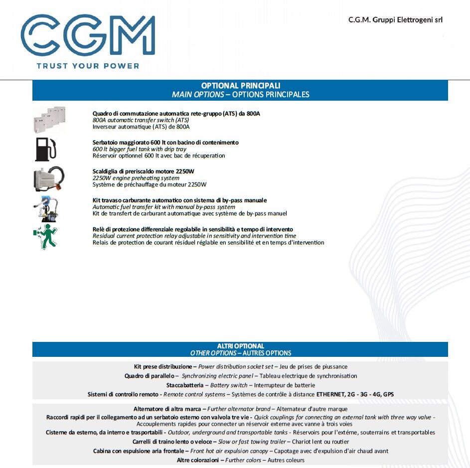 CGM 450VO Industrie-Stromerzeuger 360kW offene Version B400, VOLVO PENTA-Motor, dreiphasig 400V, manueller oder automatischer Start und AVR-Spannungsregelung