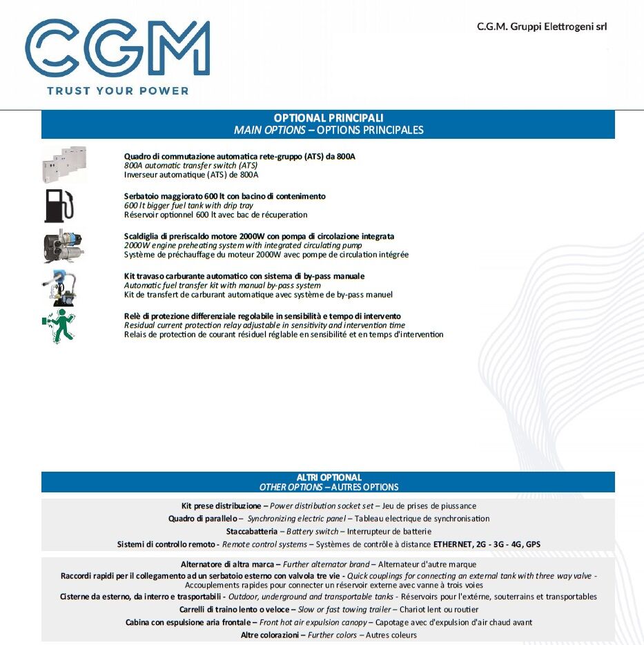 CGM 500DS Industrie-Stromerzeuger 400kW offene Version B400, DOOSAN-Motor, dreiphasig 400V, manueller oder automatischer Start und AVR-Spannungsregelung