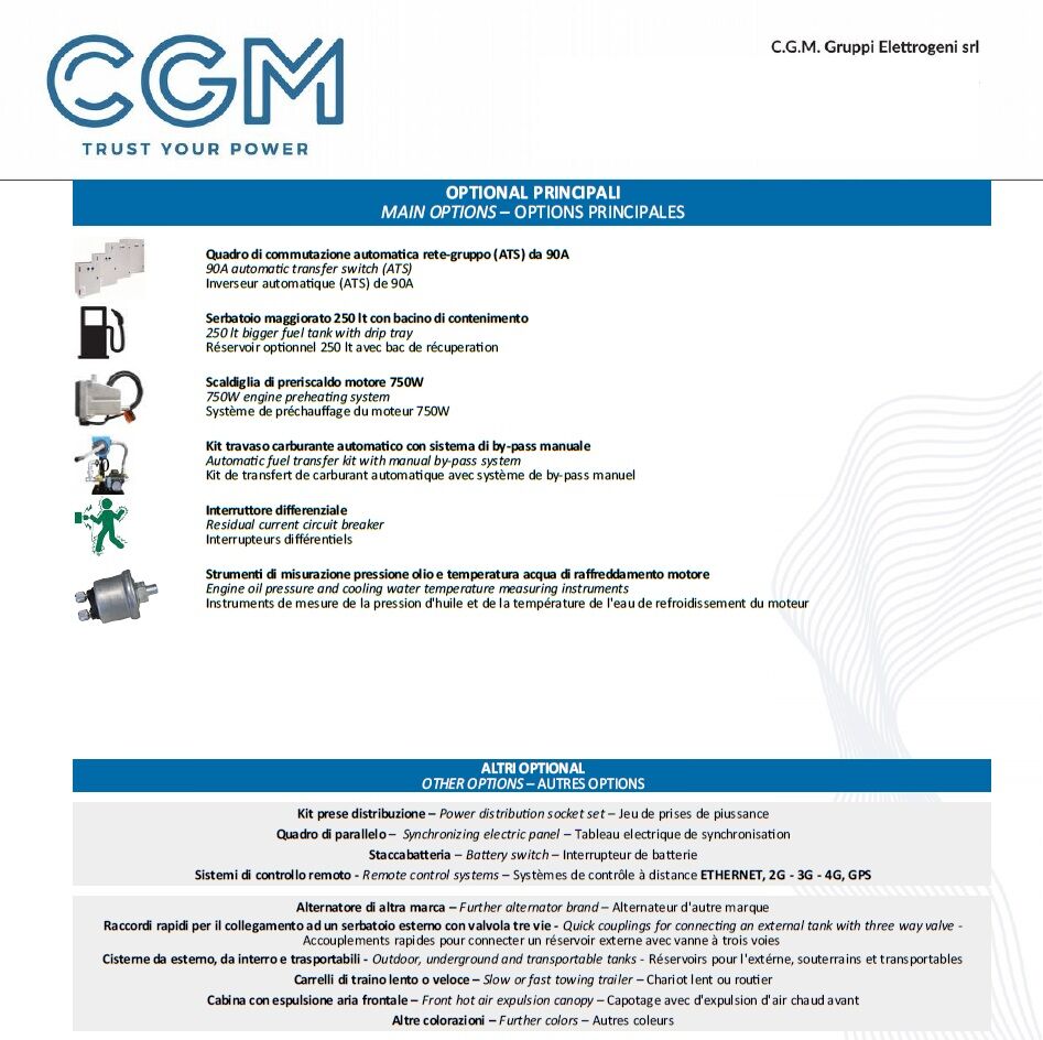 CGM v45KH Industrie-Stromerzeuger 36kW offene Version B100, KOHLER-Motor, dreiphasig 400V, manueller oder automatischer Start und AVR-Spannungsregelung