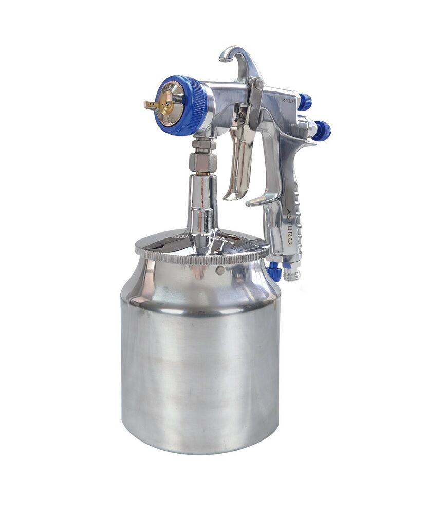 ASTURO 00145 Airbrush Lightweight K1L HVLP with 750ml bayonet aluminium bottom tank - Nozzle diameter choice 1.1 - 1.3 - 1.5 - 1.8mm