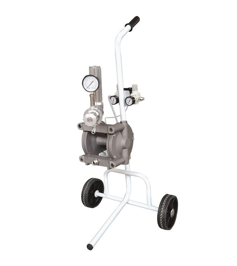 ASTURO 0212403ASP Pompa pneumatica K24 a doppia membrana carrellata con sistema di aspirazione vernici 1/2” F inox