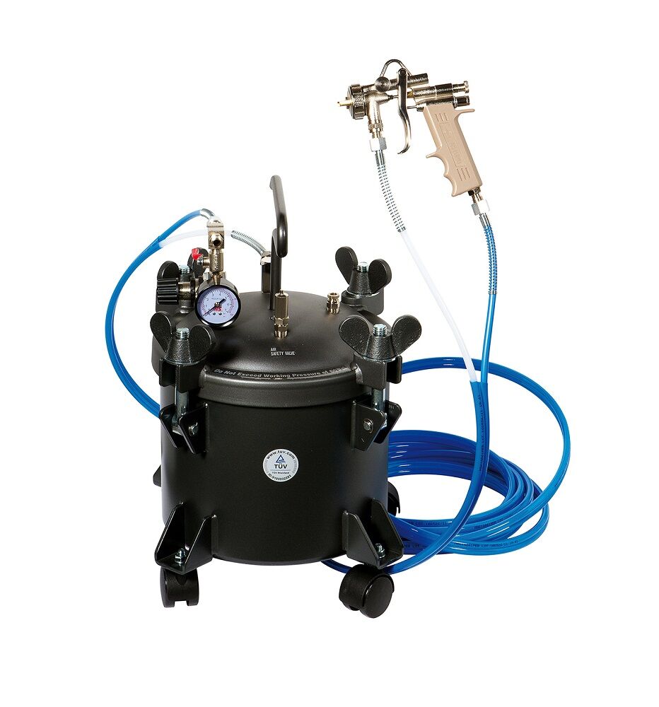 ASTURO 3350000RK KIT Serbatoio sottopressione capienza 10 Litri per Falegnami e Artigiani - Fornito con tubo binato e Aerografo sotto pressione Modello G70/SSP