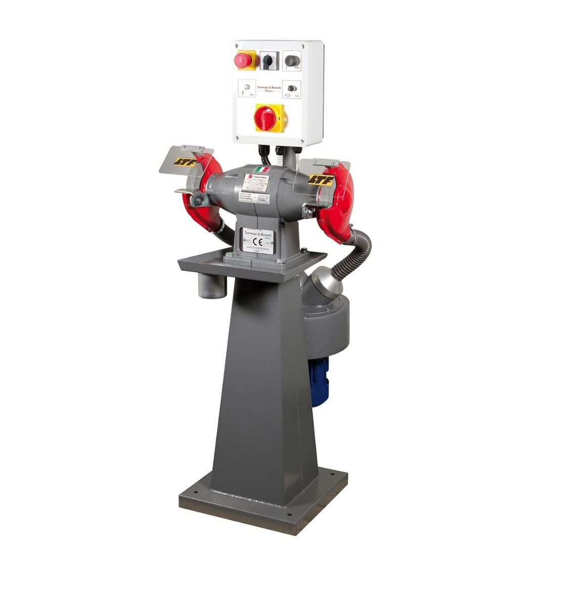 AT06S TOMMASI & BONETTI - Grinders with pedals, dust collector and low voltage unit V 24, Power 1.5HP, Speed 2800 rpm, Wheel dimensions 200x25x20mm