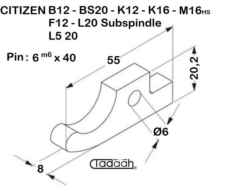 B 20 C 119 Nasello per tornio CNC CITIZEN - B 12, BS 20, K 12, K 16, M 16- Mandrino