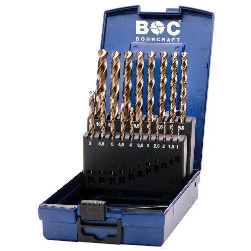 BOHRCRAFT BOC11401330019 - Assortimento punte elicoidali cilindriche HSS-E (Co5) Rettificate Din 338 - 19 pezzi