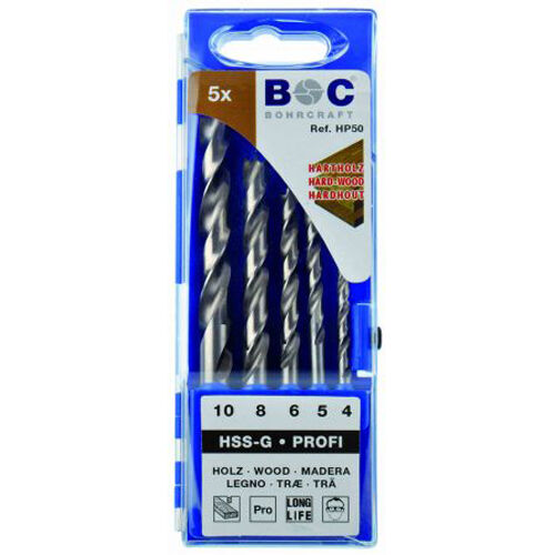 BOHRCRAFT BOC 31101430005 Assortimento punta elicoidale per legno HSS-G - 5 pezzi