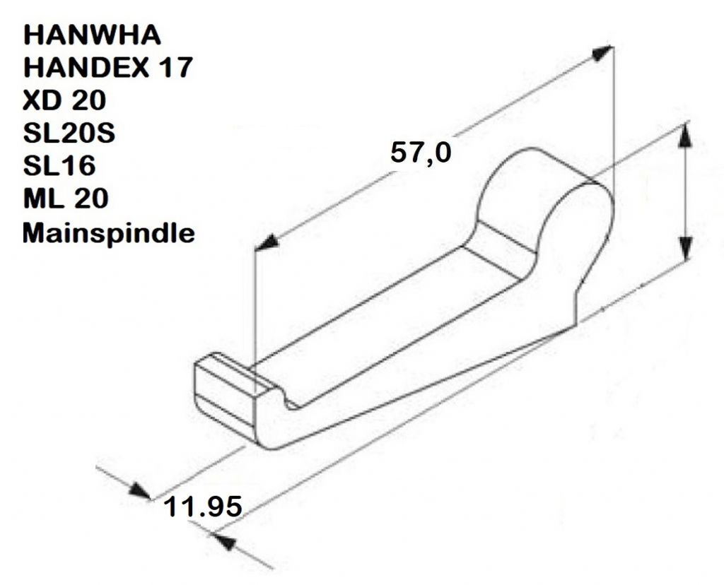 BSS-3000-021 Nasello per tornio HANWHA - HANDEX 17, XD 20, SL20S, SL 16, ML 20 - Mandrino principale/Contromandrino