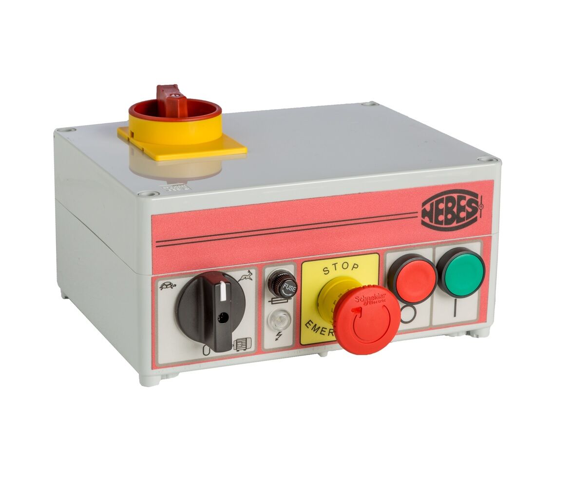 NEBES PR-2 Pneumatic rubber rolls Sander-Polisher machine for Wood, Cast Iron body, supplied with low voltage control, 1400- 2800 RPM, 400V three-phase induction motor - Arrangement for rollers Ø70-100-140x200mm