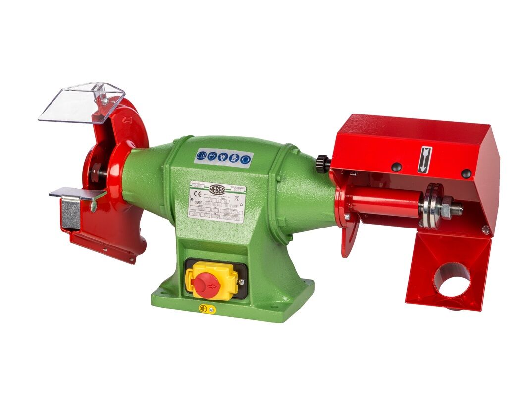 NEBES Elettromeccanica C-10 Macchina combinata industriale in GHISA 750W Serie "C” per spazzole pulitura/lucidatura e mole 200x25x20 mm, motore Monofase 230V