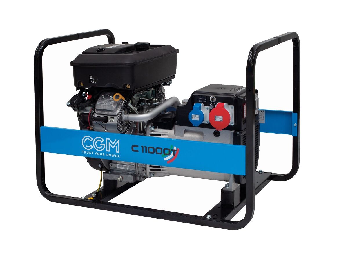 CGM C11000T Tragbarer Benzin-Stromgenerator 8kW, dreiphasig 400V mit Rücklaufstarter-System und Spannungsstabilisator AVR