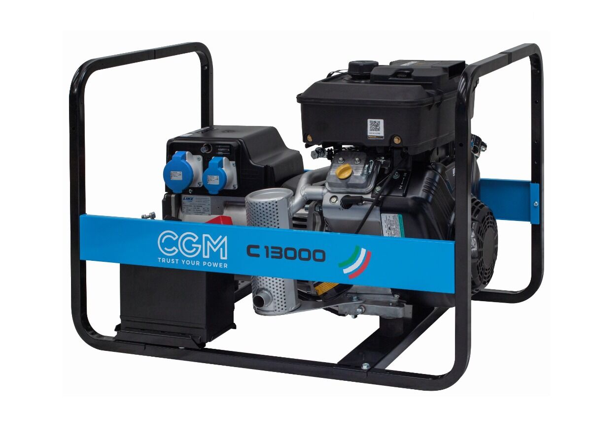C.G.M C13000 Tragbarer Benzin-Stromgenerator 10,8kW, einphasig 230V mit Rücklaufstarter-System und Spannungsstabilisator AVR, C.G.M. GRUPPI ELETTROGENI