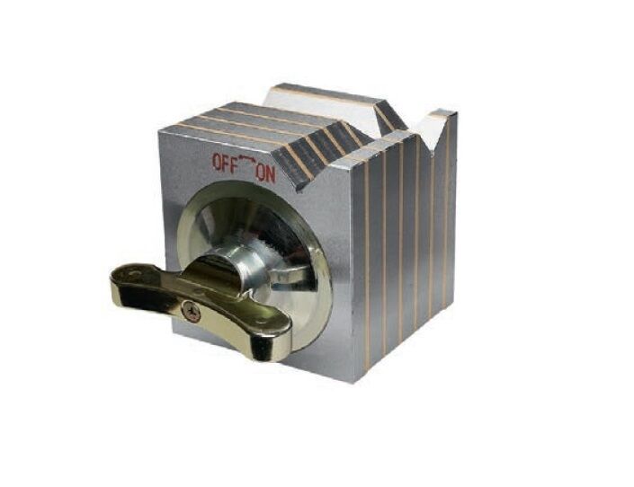 RUPAC Single magnetic prisms with double "V" 90° MicroMet series made of steel and copper with ground surfaces