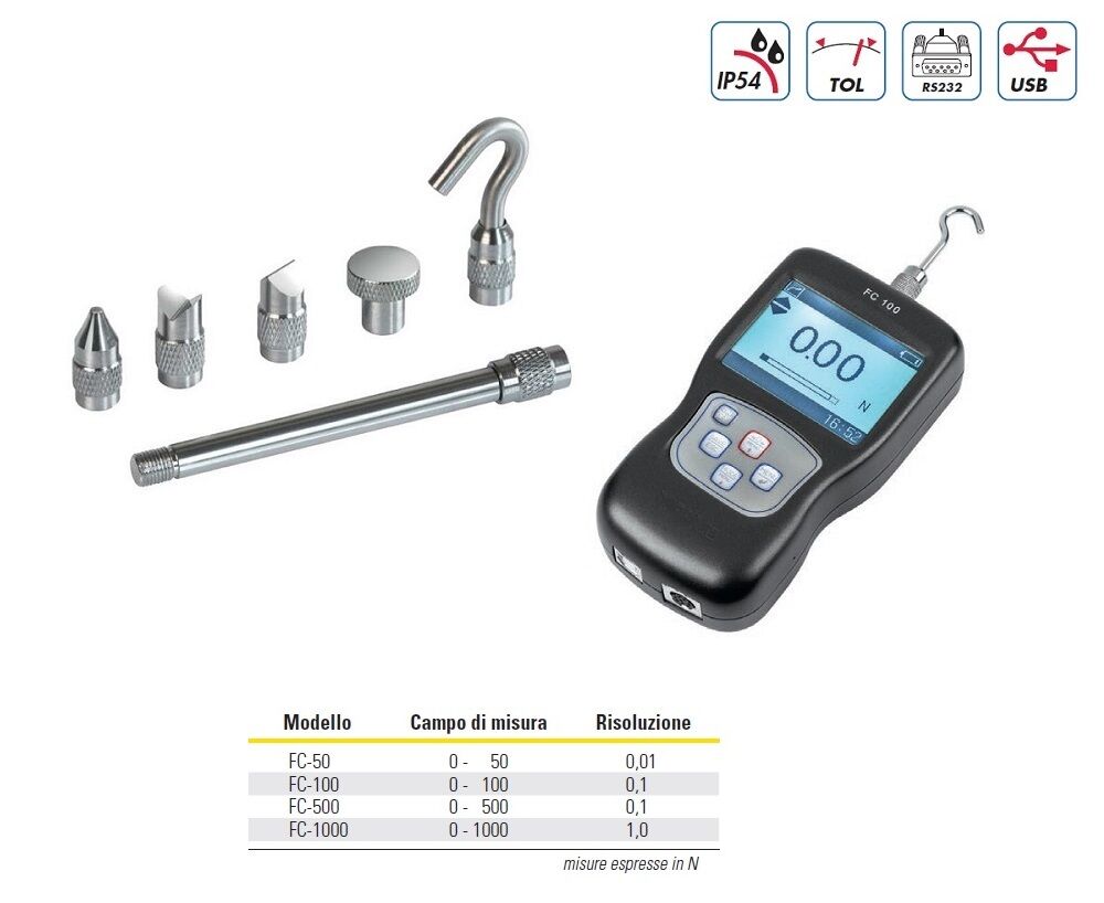 RUPAC C4821150 Dinamometri digitali IP54 Serie FC BluLine con campo di misura a scelta