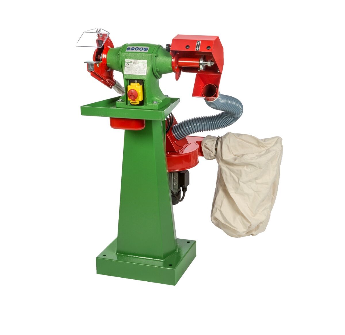 NEBES Elettromeccanica CA-9 Macchina combinata industriale in GHISA Serie "CA” con aspiratore e colonna per utilizzo spazzola e mola 150x20x16 mm, motore monofase 230V