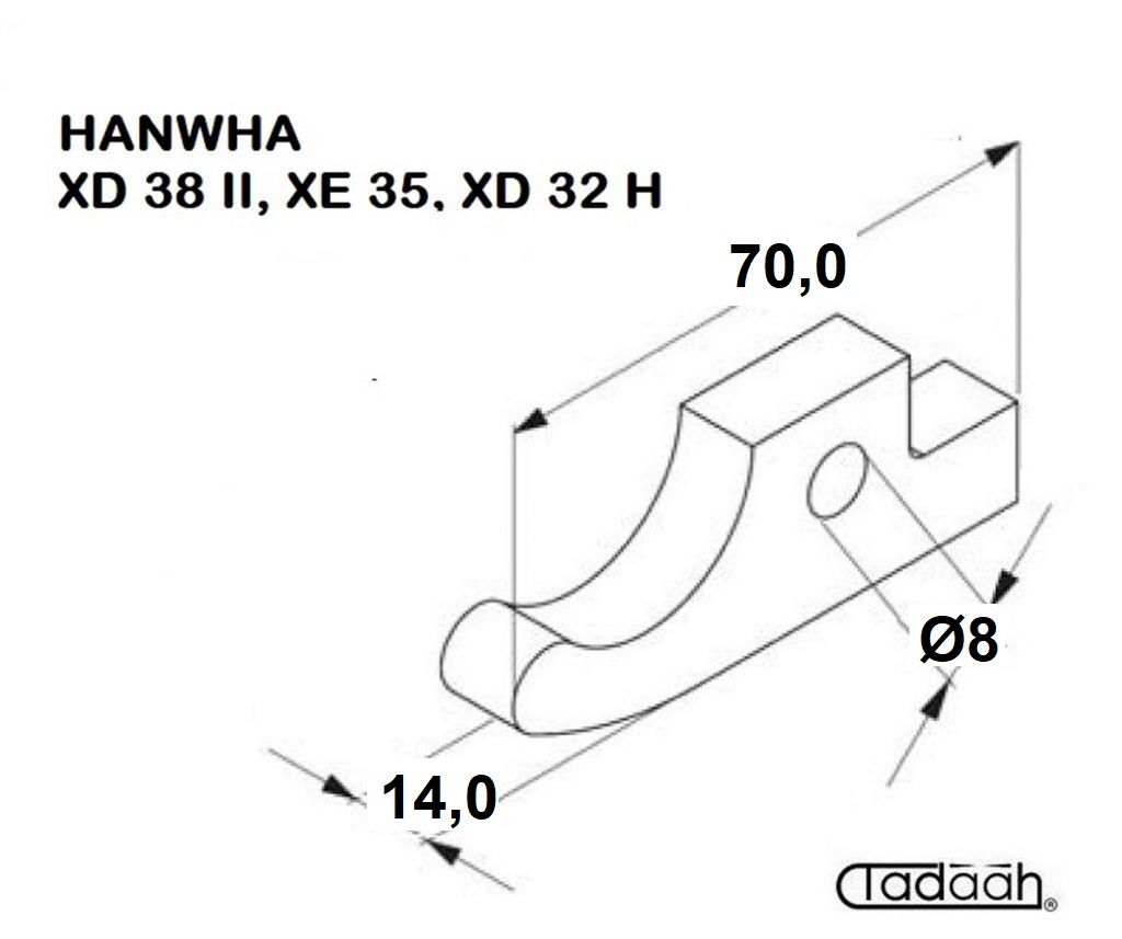 CA-11000-013A Nasello - martelletto per tornio HANWHA - XD 38 II, XE 35, XD 32 H Mandrino principale/Contromandrino