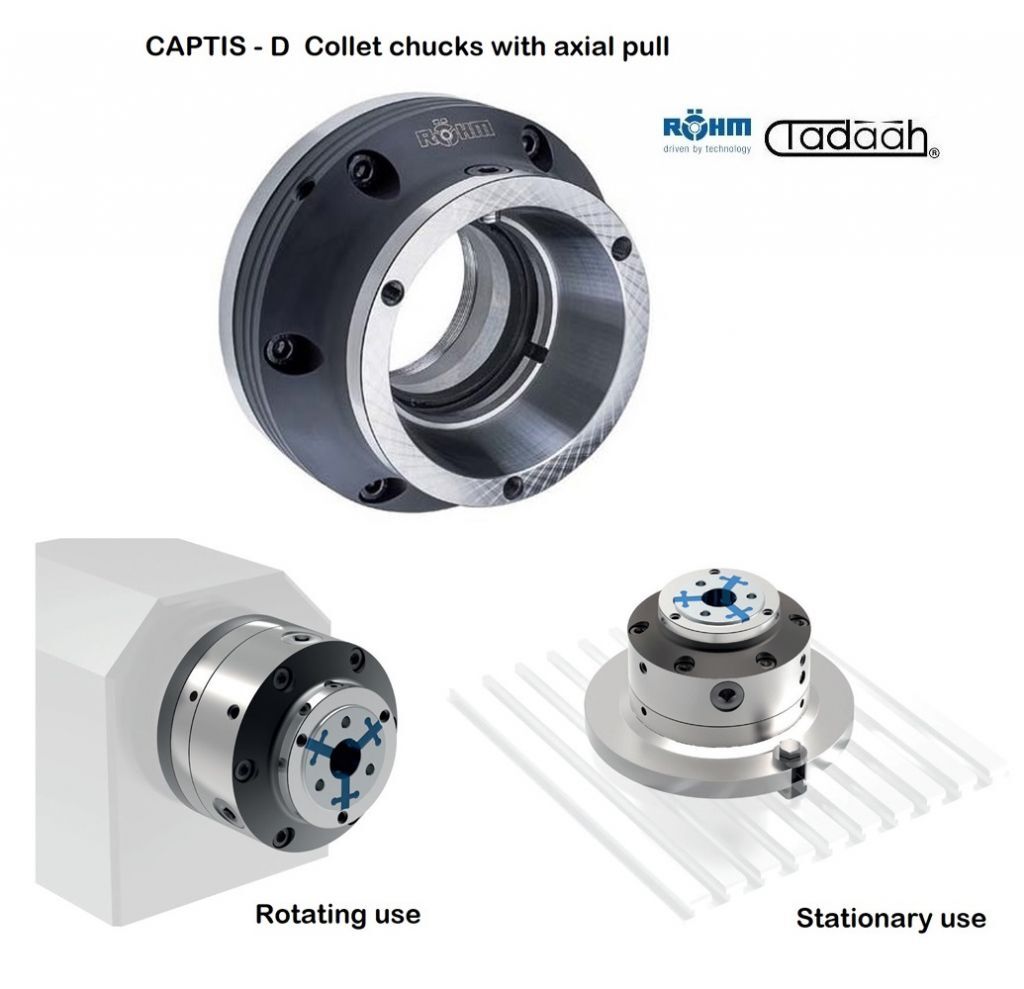 Collet chuck CAPTIS-D with axial pull, suitable for collet Röhm CAPTIS