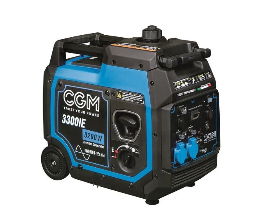 CGM Gruppi Elettrogeni srl 3300IE Generatore di corrente super power inverter SILENZIATO a benzina 3kW, con carello e telecomando, monofase 230V, avviamento Elettrico e regolazione di tensione AVR