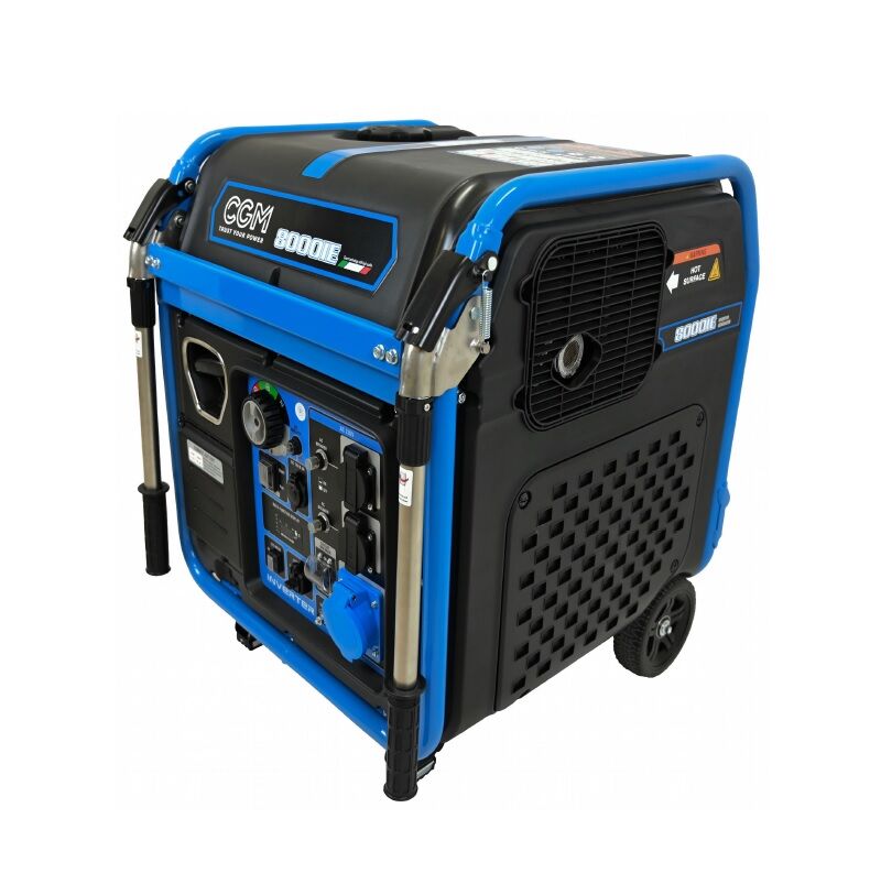 CGM Gruppi Elettrogeni srl 8000IE Generatore di corrente super power inverter SILENZIATO con carello e telecomando a benzina 7.2kW, monofase 230V, con avviamento elettrico e regolazione di tensione AVR