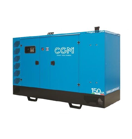 CGM 150F Generatore di corrente industrial 120kW versione chiusa C200, motore FPT, trifase 400V, avviamento manuale o automatico e regolazione di tensione AVR
