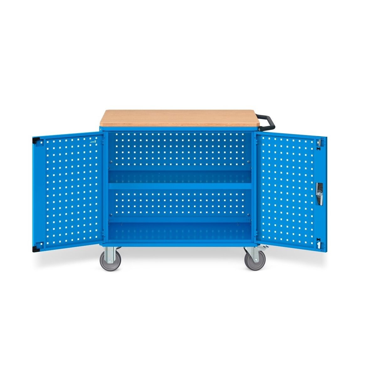 Fami arredamenti CLEVER1018 Clever Large Wagen mit Holzplatte, zusätzlicher Platte, perforierten Paneelen und Türen - Abmessungen 1030x655x868mm Kapazität 300Kg