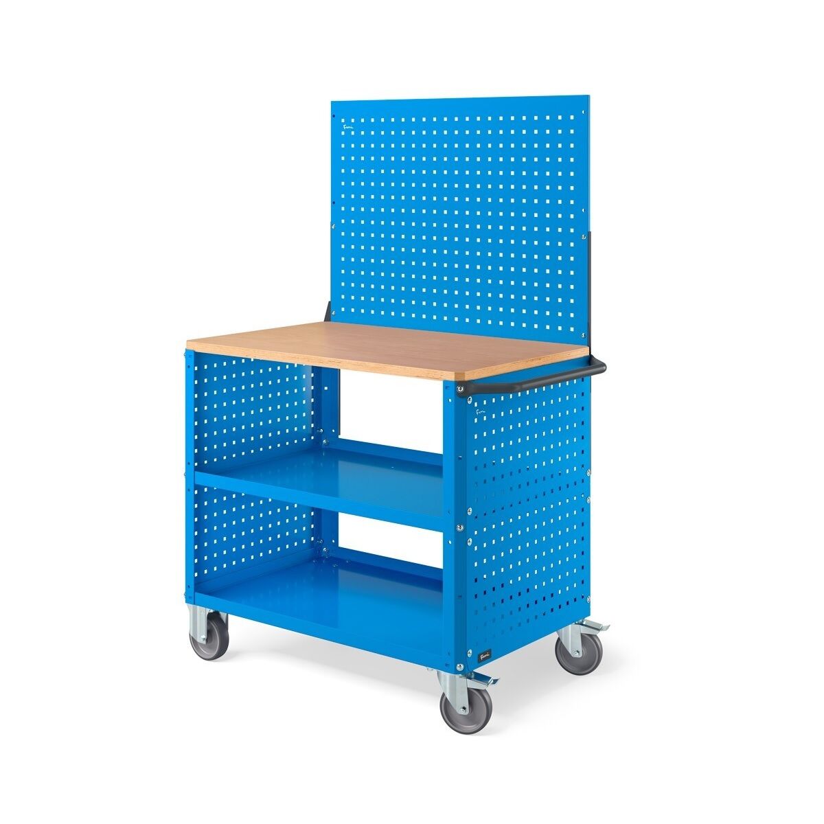 Fami arredamenti CLEVER1022 Clever large trolley with wooden top, additional steel top, perforated panels and perforated wall - Dimensions 1030x633x1538mm Capacity 300Kg