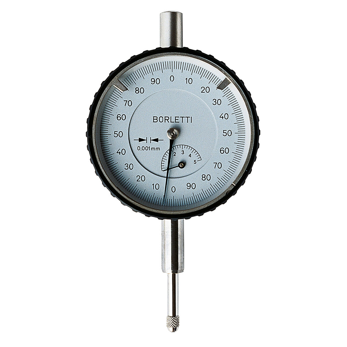 BORLETTI CM5ATT Comparatore millesimale a quadrante analogico con attacco posteriore, campo di misura 5mm, risoluzione 0.001mm