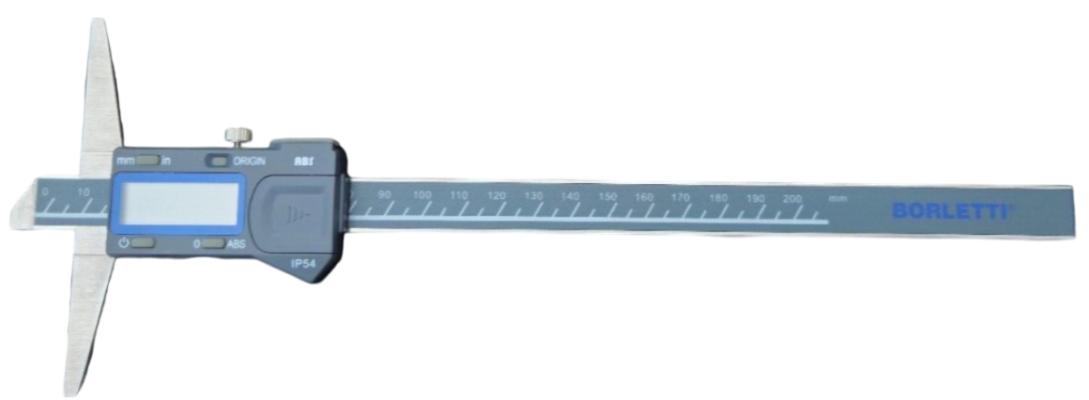 BORLETTI CSDC200 Calibro digitale di profondità, campo di misurazione 200 mm con schermo LCD con becchi rettificati