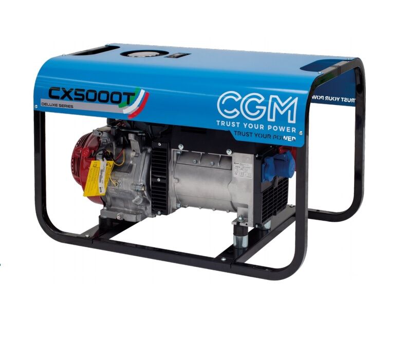CX5000T Generatore di corrente portatile a benzina 4kW con cappotta di protezione, trifase 400V, con avviamento elettrico e regolazione della tensione AVR, CGM Gruppi elettrogeni srl 