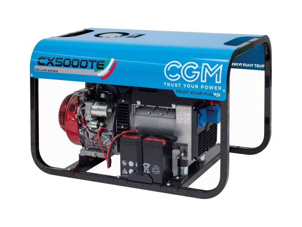 CX5000TE Generatore di corrente portatile a benzina 4kW con cappotta di protezione, trifase 400V, con avviamento elettrico e regolazione della tensione AVR, CGM Gruppi elettrogeni srl 