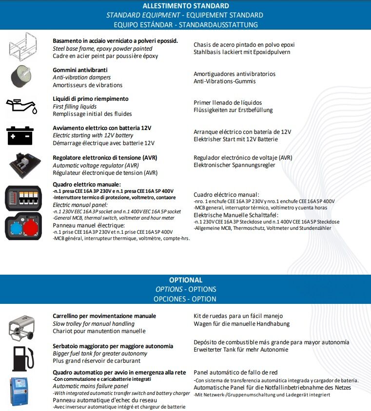 CGM D11000T Generatore di corrente Diesel 8,8kW, trifase 400V, con sistema di avviamento elettrico e regolatore di tensione AVR