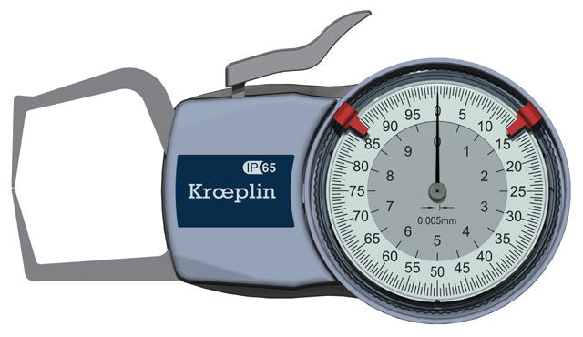 KROEPLIN 446.971 Analoge Schnelltaster für Aussenmessungen, Modell D110, messbereich Meb 0-10 mm, tastarmlänge 35 mm, IP65