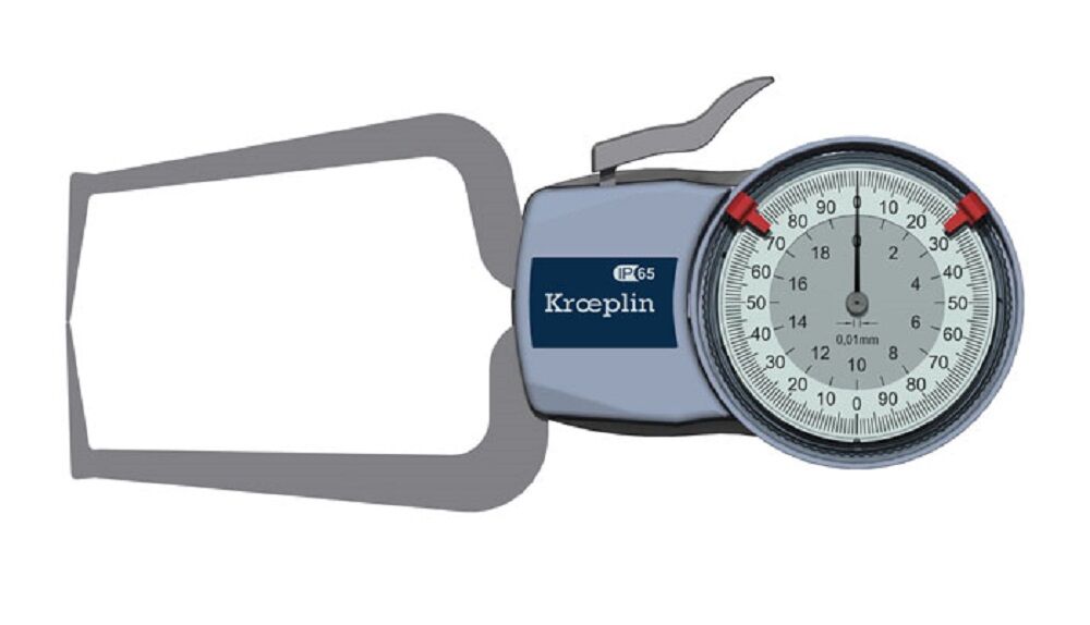 KROEPLIN 446.973 Analoge Schnelltaster für Aussenmessungen, Modell D220S, messbereich Meb 0-20 mm, tastarmlänge 85 mm, IP65