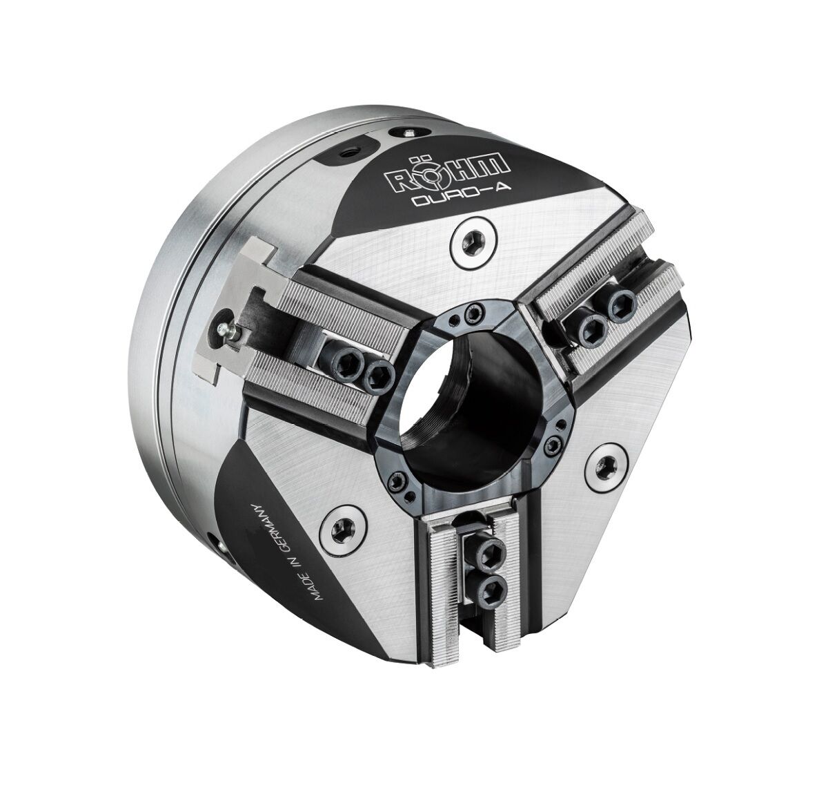 ROHM Autocentrante a 3 griffe Serie DURO-A con attacco cilindrico e connessione secondo DIN 6353 (ISO 702-4), dentatura 1/16‘‘x90° - Diametro esterno a scelta