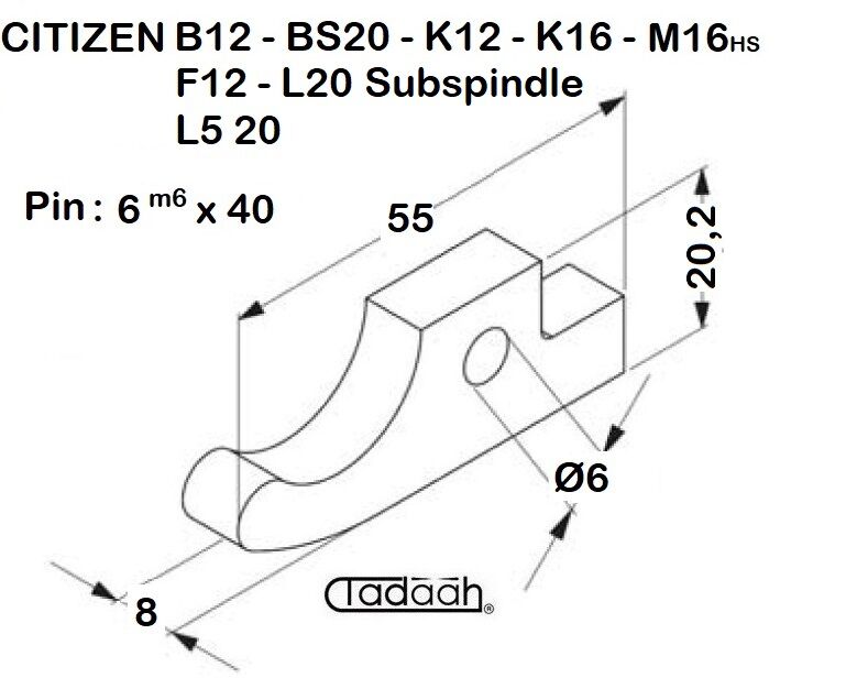 F 412 SC 117 Chuck lever suitable for CNC CITIZEN - B 12, BS 20, K 12, K 16, M 16,L 20, L 5 20- Spindle