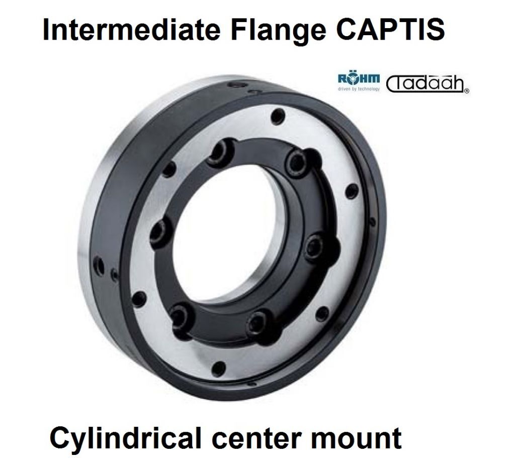Intermediate flange, with central cylindrical guide support and adjustment screw suitable for spindle CAPTIS-A-D-AF