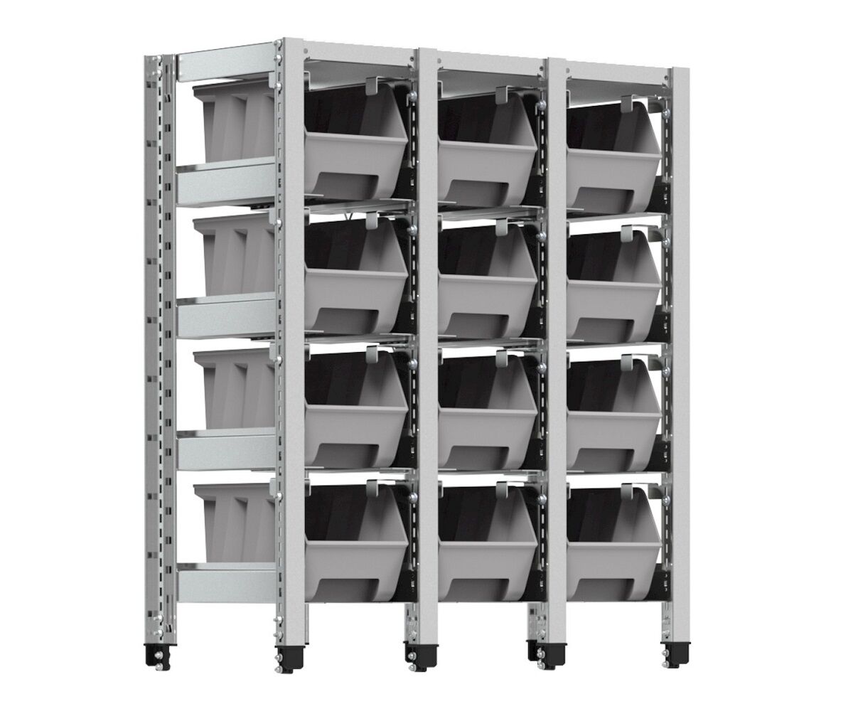 Fami ST0904 Additional upper and side shelf with 12 containers at the mouth resting on slides to facilitate their extraction - Dimensions 838x421x1048 mm