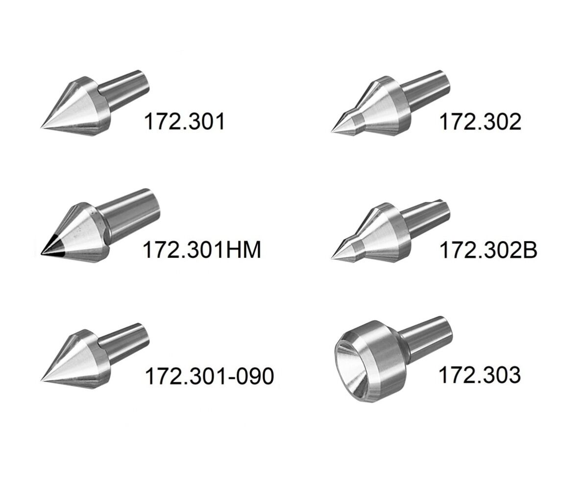 Interchangeable Cuspids suitable for live centres with/without compression stroke 172.300 - 172.300F