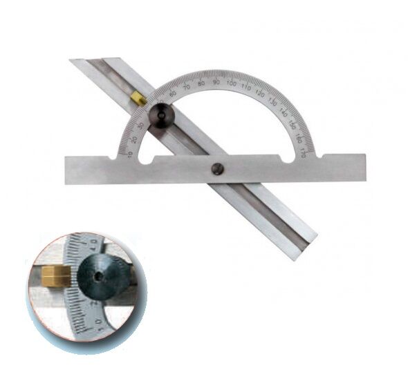 003.011N Verchromter Goniometer mit 150 mm Gleitstange und Feststellstift - Bogen Ø100 mm