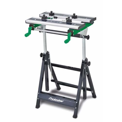 HOLZSTAR 5900010 Arbeitsbock mit Arbeitsplatte 600x580x770-1070 mm - Maximale Tragfähigkeit 100 kg