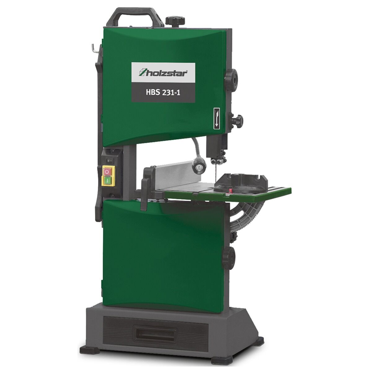 HOLZSTAR 5902423 Sega a nastro per legno 230V, modello HSB 231-1, altezza massima di taglio 90° 90mm