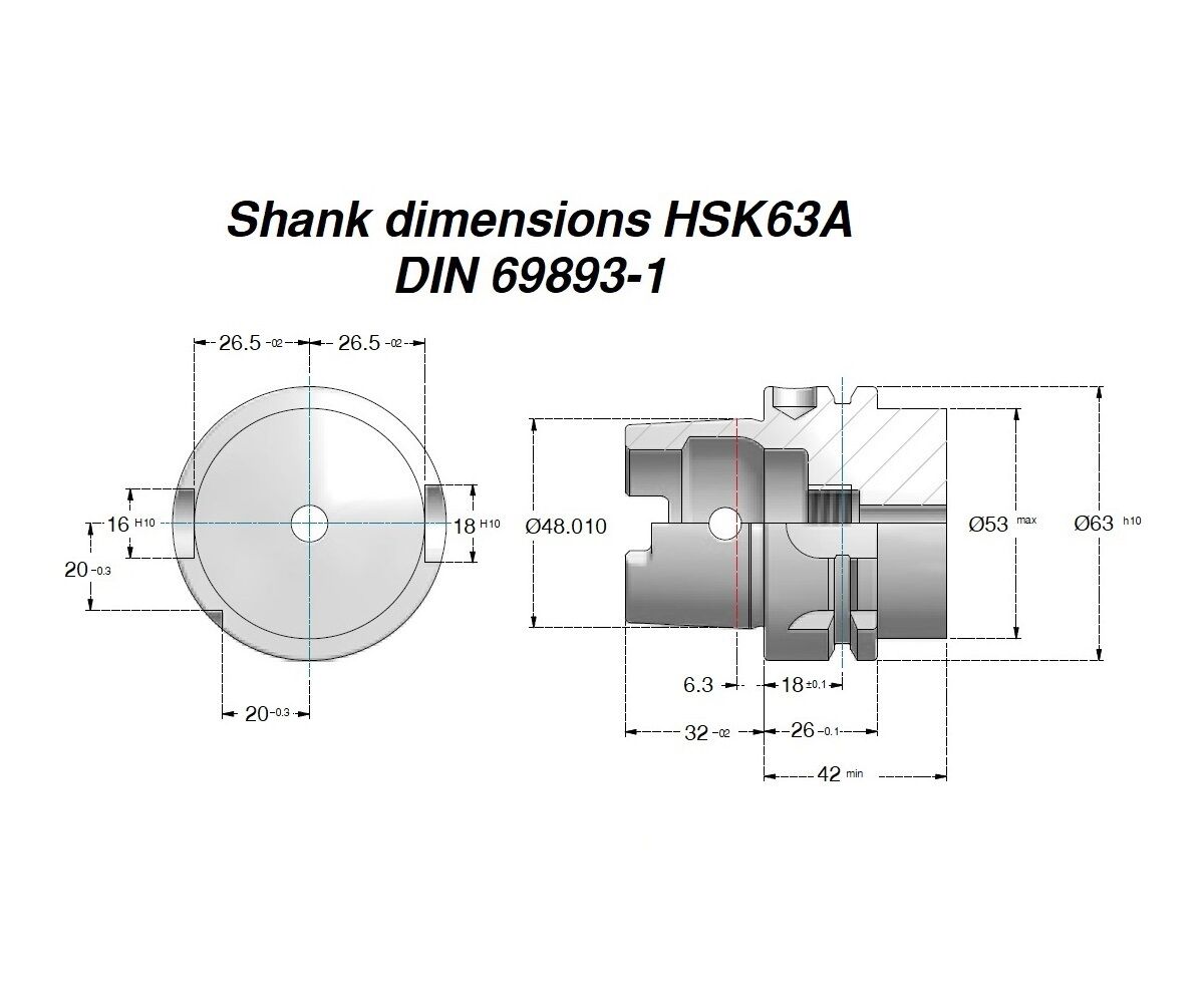 Equipment CAPORALI GAETANO - High-precision hydraulic chucks for clamping tools with shank diameter, shank HSK63A DIN 69893-1